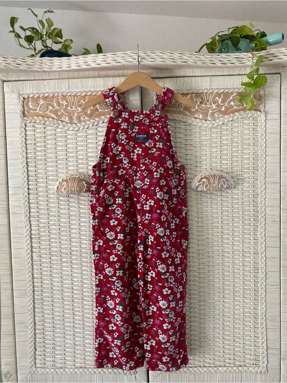 OshKosh B'gosh Red Floral Girls' Overall Dress